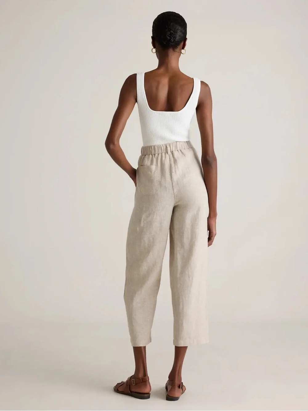 NWT Quince Cropped 100% European Linen Pants in Light Beige Size 3X